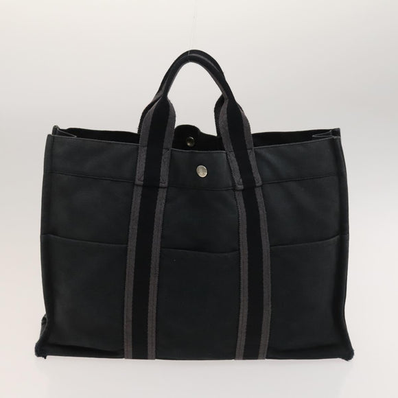 HERMES Tote Bag Canvas 3Set Gray Black Red Auth ti3156