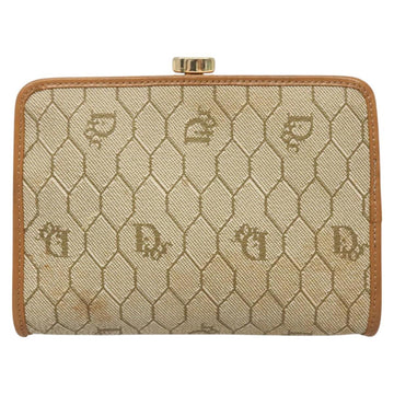 Christian Dior Honeycomb Canvas Gamaguchi Pouch PVC Beige Gold Auth ti3157 - 0