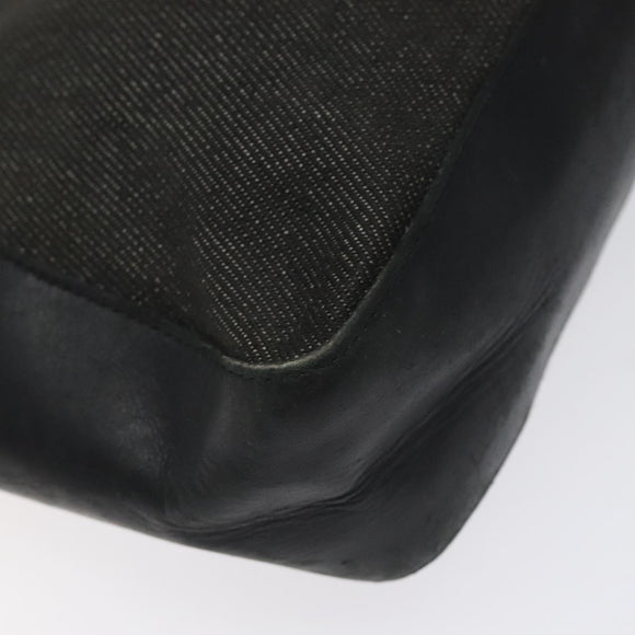 GUCCI Web Sherry Line Hand Bag Canvas Black Silver 73984 Auth ti3159