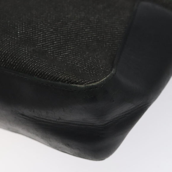 GUCCI Web Sherry Line Hand Bag Canvas Black Silver 73984 Auth ti3159