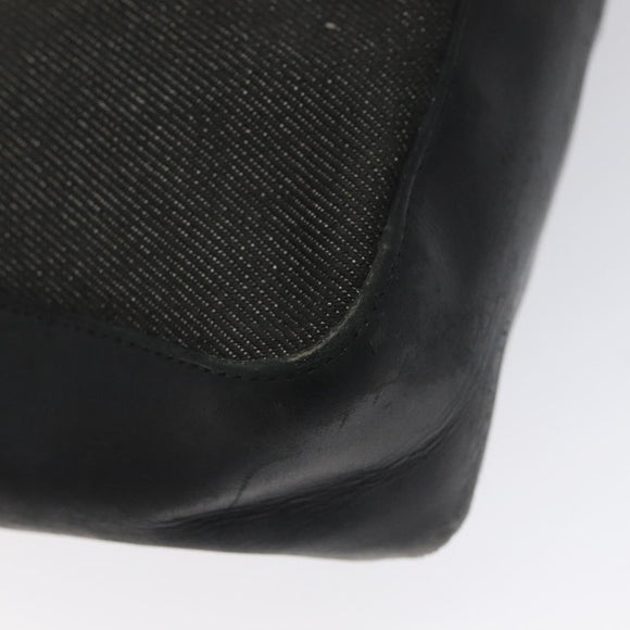 GUCCI Web Sherry Line Hand Bag Canvas Black Silver 73984 Auth ti3159