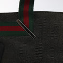 GUCCI Web Sherry Line Hand Bag Canvas Black Silver 73984 Auth ti3159-14