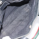 GUCCI Web Sherry Line Hand Bag Canvas Black Silver 73984 Auth ti3159-16