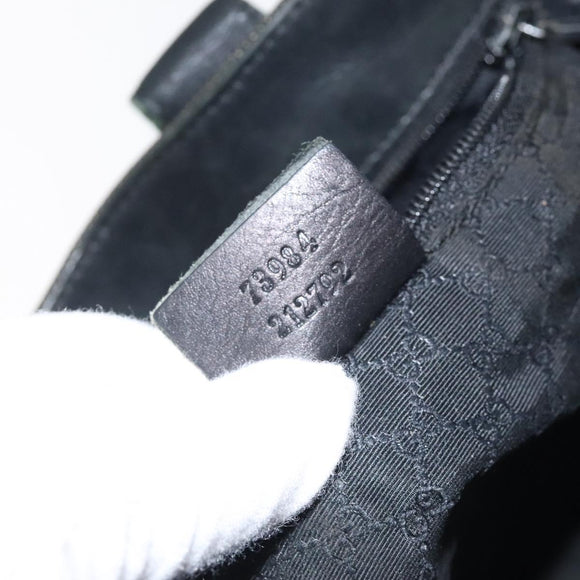 GUCCI Web Sherry Line Hand Bag Canvas Black Silver 73984 Auth ti3159