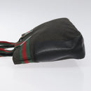 GUCCI Web Sherry Line Hand Bag Canvas Black Silver 73984 Auth ti3159-5