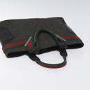 GUCCI Web Sherry Line Hand Bag Canvas Black Silver 73984 Auth ti3159-6