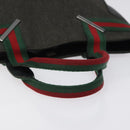 GUCCI Web Sherry Line Hand Bag Canvas Black Silver 73984 Auth ti3159-7