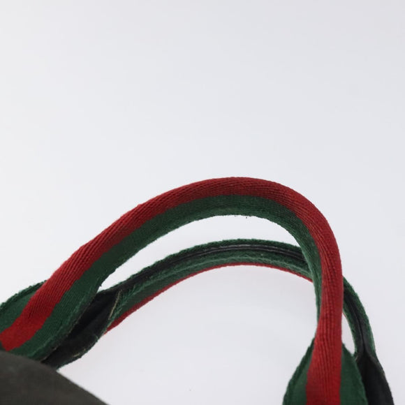 GUCCI Web Sherry Line Hand Bag Canvas Black Silver 73984 Auth ti3159