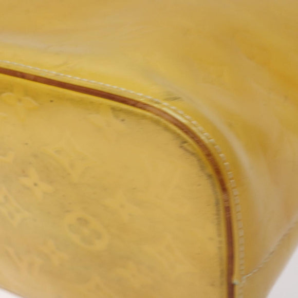 LOUIS VUITTON Monogram Vernis Houston Hand Bag Lime Yellow M91055 LV Auth ti3163