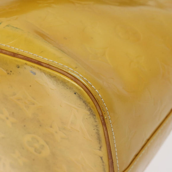 LOUIS VUITTON Monogram Vernis Houston Hand Bag Lime Yellow M91055 LV Auth ti3163