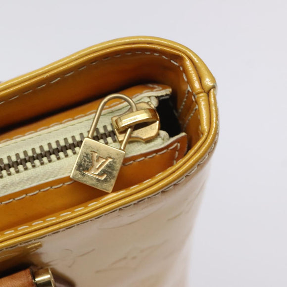 LOUIS VUITTON Monogram Vernis Houston Hand Bag Lime Yellow M91055 LV Auth ti3163