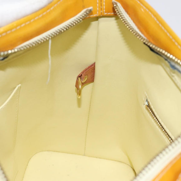 LOUIS VUITTON Monogram Vernis Houston Hand Bag Lime Yellow M91055 LV Auth ti3163