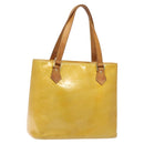 LOUIS VUITTON Monogram Vernis Houston Hand Bag Lime Yellow M91055 LV Auth ti3163-1