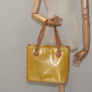 LOUIS VUITTON Monogram Vernis Houston Hand Bag Lime Yellow M91055 LV Auth ti3163-23