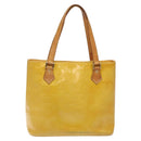 LOUIS VUITTON Monogram Vernis Houston Hand Bag Lime Yellow M91055 LV Auth ti3163-2