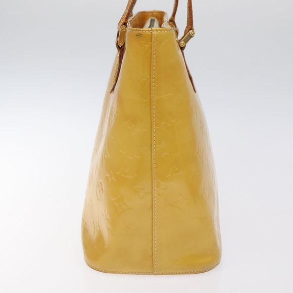 LOUIS VUITTON Monogram Vernis Houston Hand Bag Lime Yellow M91055 LV Auth ti3163