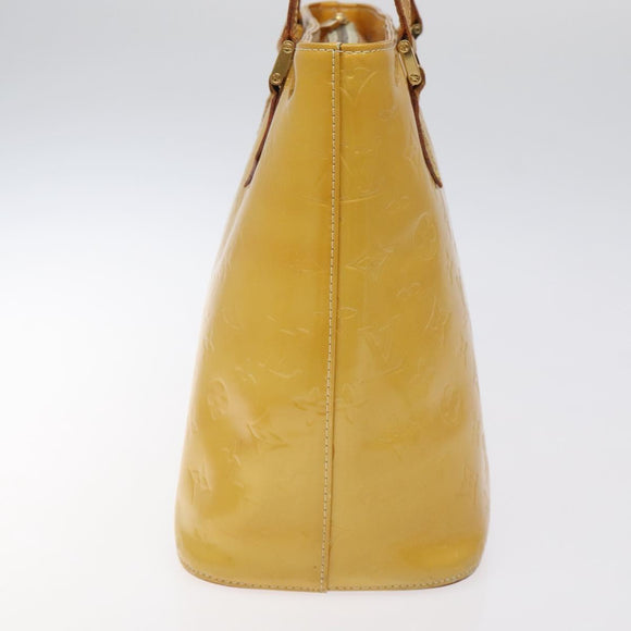 LOUIS VUITTON Monogram Vernis Houston Hand Bag Lime Yellow M91055 LV Auth ti3163
