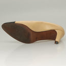 CHANEL High Heels Leather 35 1/2C Beige Black CC Auth ti3167-11