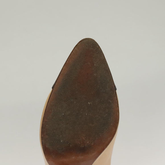 CHANEL High Heels Leather 35 1/2C Beige Black CC Auth ti3167