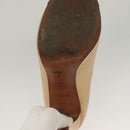 CHANEL High Heels Leather 35 1/2C Beige Black CC Auth ti3167-13