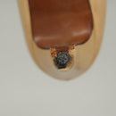 CHANEL High Heels Leather 35 1/2C Beige Black CC Auth ti3167-16