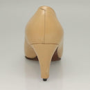 CHANEL High Heels Leather 35 1/2C Beige Black CC Auth ti3167-17