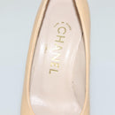 CHANEL High Heels Leather 35 1/2C Beige Black CC Auth ti3167-20