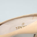 CHANEL High Heels Leather 35 1/2C Beige Black CC Auth ti3167-24