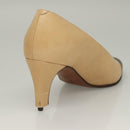 CHANEL High Heels Leather 35 1/2C Beige Black CC Auth ti3167-30