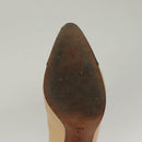 CHANEL High Heels Leather 35 1/2C Beige Black CC Auth ti3167-35