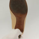 CHANEL High Heels Leather 35 1/2C Beige Black CC Auth ti3167-36