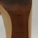 CHANEL High Heels Leather 35 1/2C Beige Black CC Auth ti3167-38