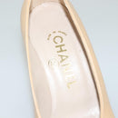 CHANEL High Heels Leather 35 1/2C Beige Black CC Auth ti3167-42