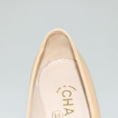 CHANEL High Heels Leather 35 1/2C Beige Black CC Auth ti3167-43