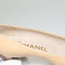 CHANEL High Heels Leather 35 1/2C Beige Black CC Auth ti3167-45