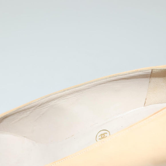 CHANEL High Heels Leather 35 1/2C Beige Black CC Auth ti3167