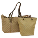 GUCCI GG Canvas Shoulder Bag 2Set Beige Gold Auth ti3169-1