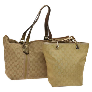 GUCCI GG Canvas Shoulder Bag 2Set Beige Gold Auth ti3169