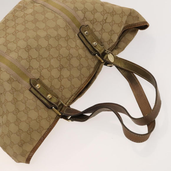 GUCCI GG Canvas Shoulder Bag 2Set Beige Gold Auth ti3169