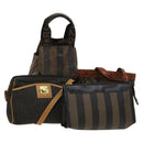 FENDI Pecan Canvas Clutch Bag PVC 4Set Black Brown Auth ti3173-1