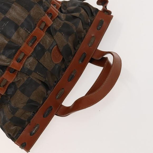 FENDI Pecan Canvas Clutch Bag PVC 4Set Black Brown Auth ti3173