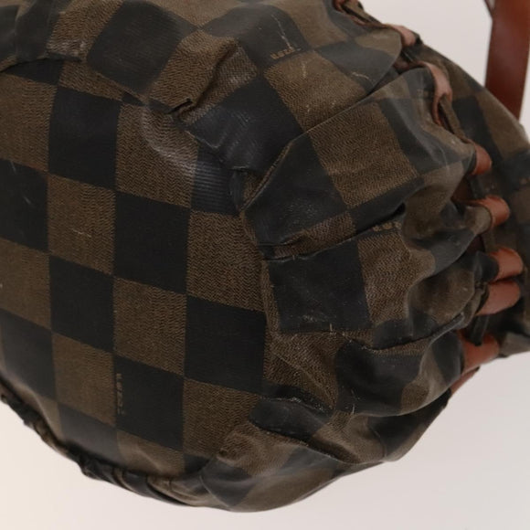 FENDI Pecan Canvas Clutch Bag PVC 4Set Black Brown Auth ti3173