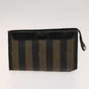 FENDI Pecan Canvas Clutch Bag PVC 4Set Black Brown Auth ti3173-14