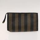 FENDI Pecan Canvas Clutch Bag PVC 4Set Black Brown Auth ti3173-15