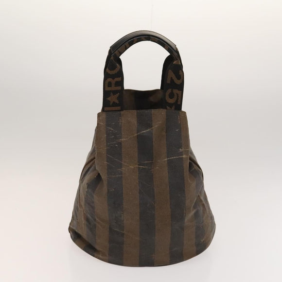 FENDI Pecan Canvas Clutch Bag PVC 4Set Black Brown Auth ti3173