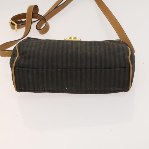 FENDI Pecan Canvas Clutch Bag PVC 4Set Black Brown Auth ti3173