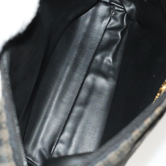 FENDI Pecan Canvas Clutch Bag PVC 4Set Black Brown Auth ti3173