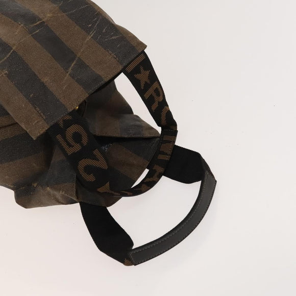 FENDI Pecan Canvas Clutch Bag PVC 4Set Black Brown Auth ti3173