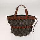 FENDI Pecan Canvas Clutch Bag PVC 4Set Black Brown Auth ti3173-9