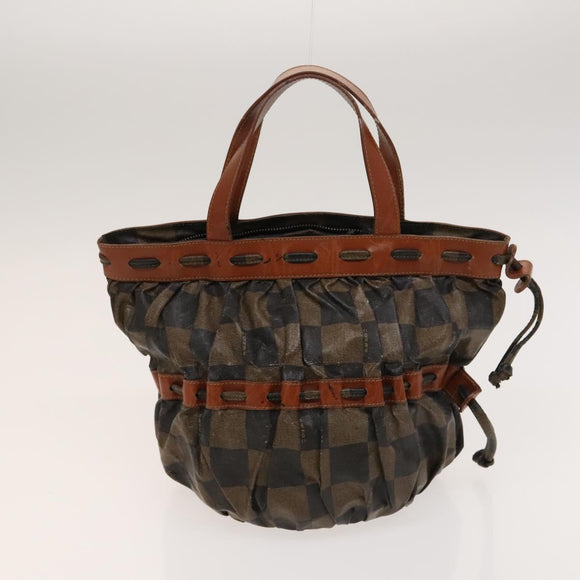 FENDI Pecan Canvas Clutch Bag PVC 4Set Black Brown Auth ti3173